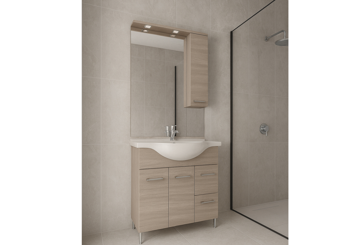 Απεικονίζεται ο καθρέπτης του επίπλου μπάνιου